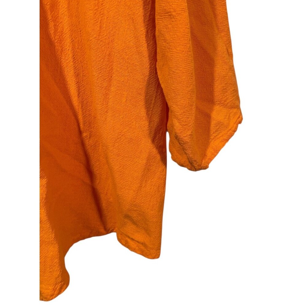Oh My Gauze! Bright Orange V-Neck Gauze Top - Picture 3 of 6